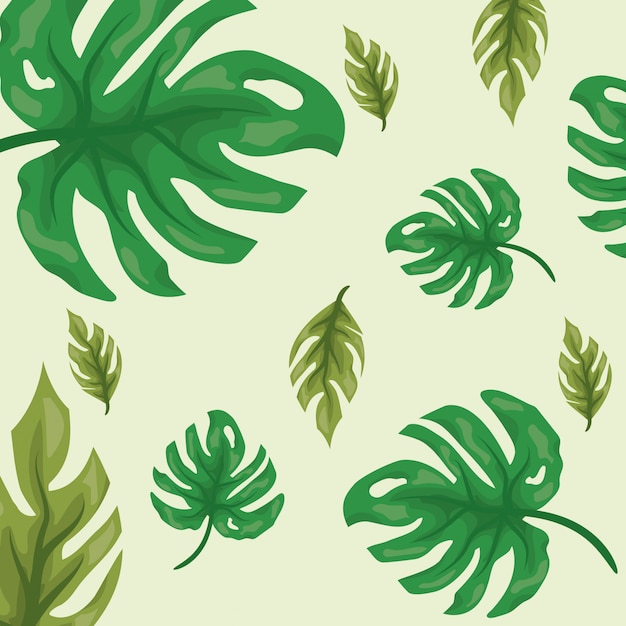 Green tropical leaves with two shades of green, natural pattern