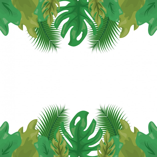 Green tropical leaves with two shades of green, natural pattern