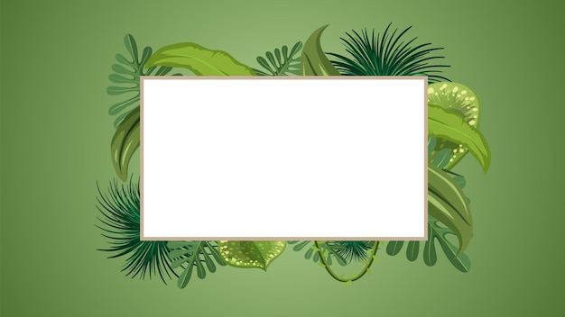 Green tropical plants border frame background