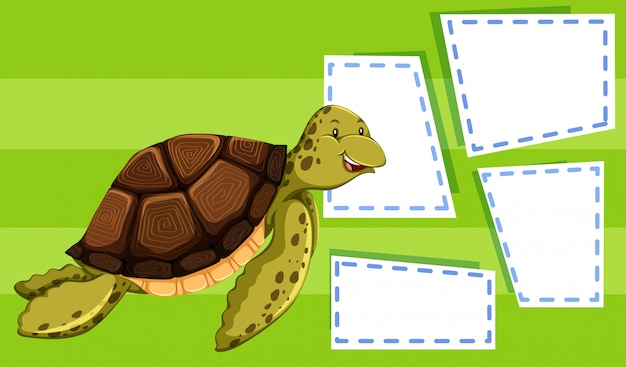 Free vector green turtle on note template