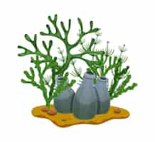 Free vector green underwater seaweeds flat composition vector illustration