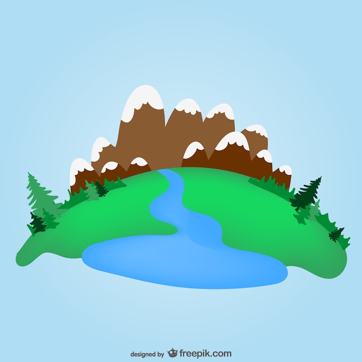 मुफ़्त वेक्टर green valley and mountains template