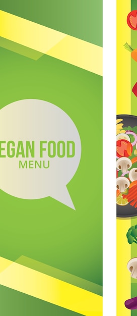 Free vector green vegan menu with yellow stripes