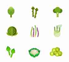 Free vector green vegetable icon set