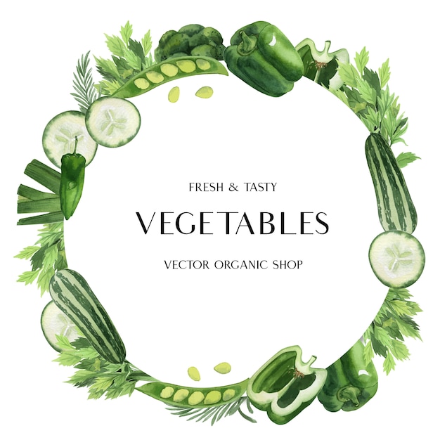 Free vector green vegetables watercolor poster organic menu idea farm, healthy organic design