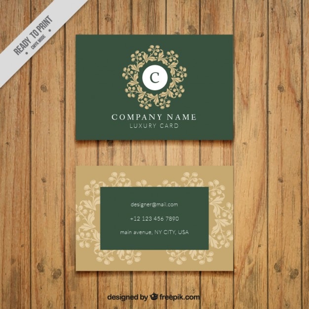 Green vintage business card