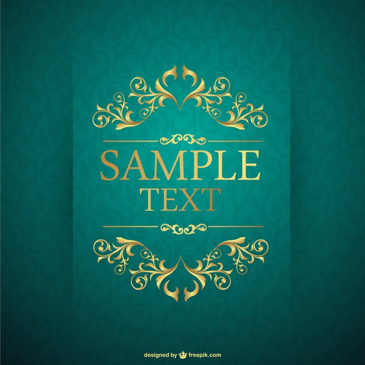 Free Vector green vintage card with golden ornaments