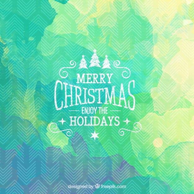 Free vector green watercolor christmas background