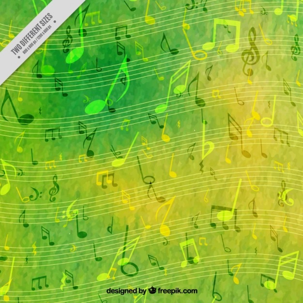 Free vector green watercolor musical background