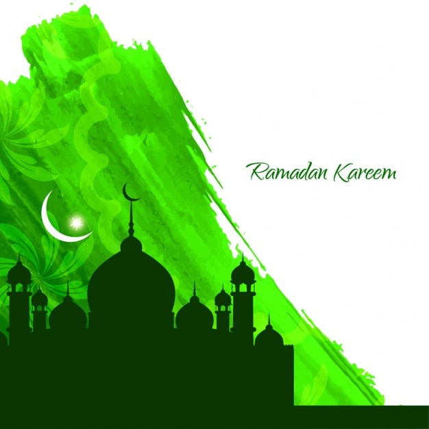 Green watercolor ramadan background