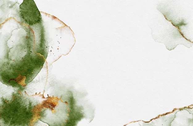 Free vector green watercolor texture with gold glitters background