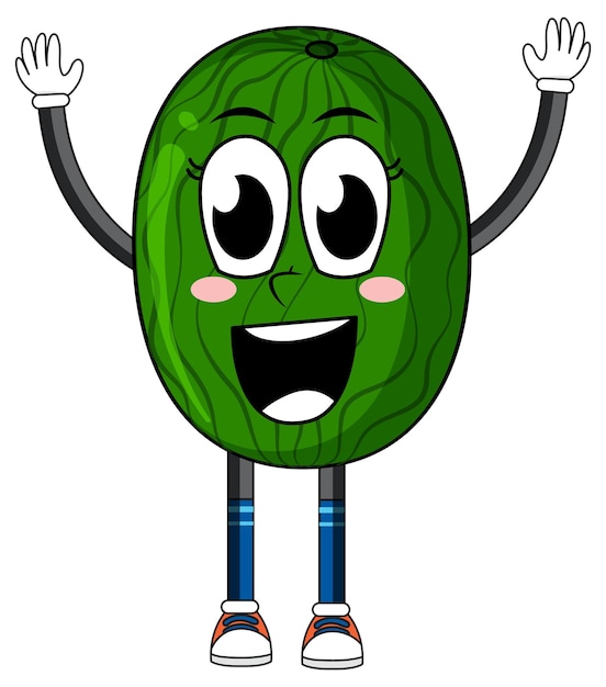 Free vector green watermelon with arms and legs