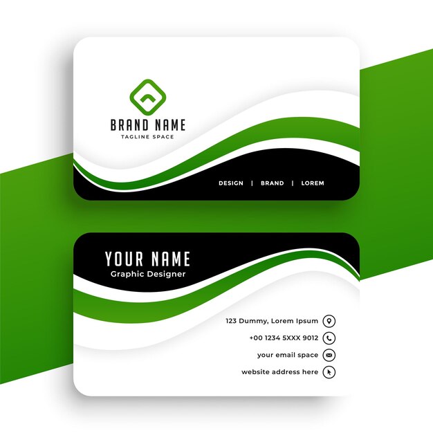 Green wave modern business card design