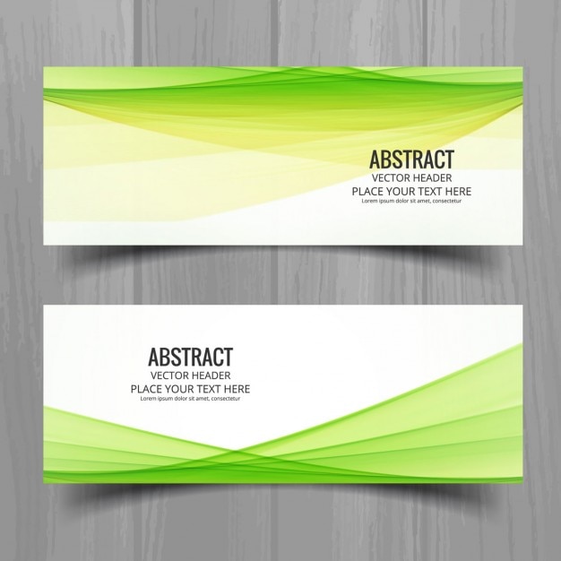Green wavy banners in modern style
