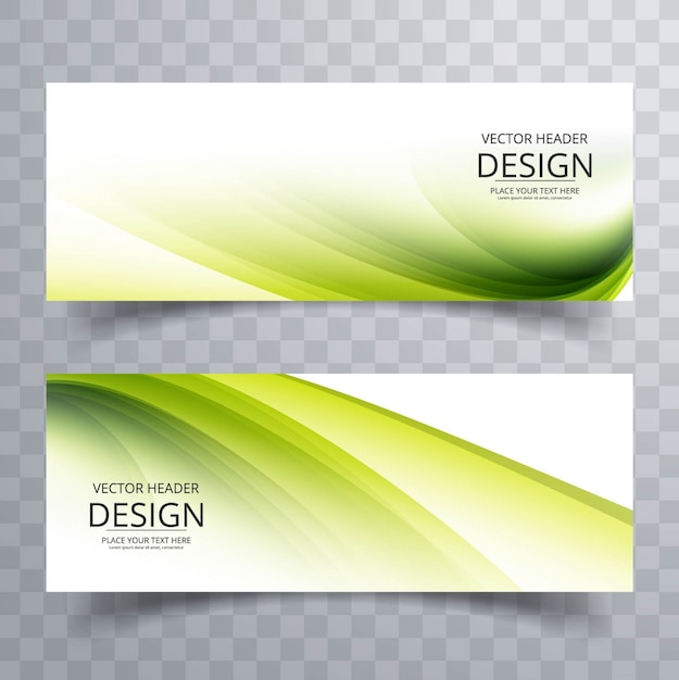 Green wavy banners