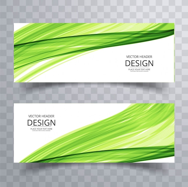 Green wavy banners