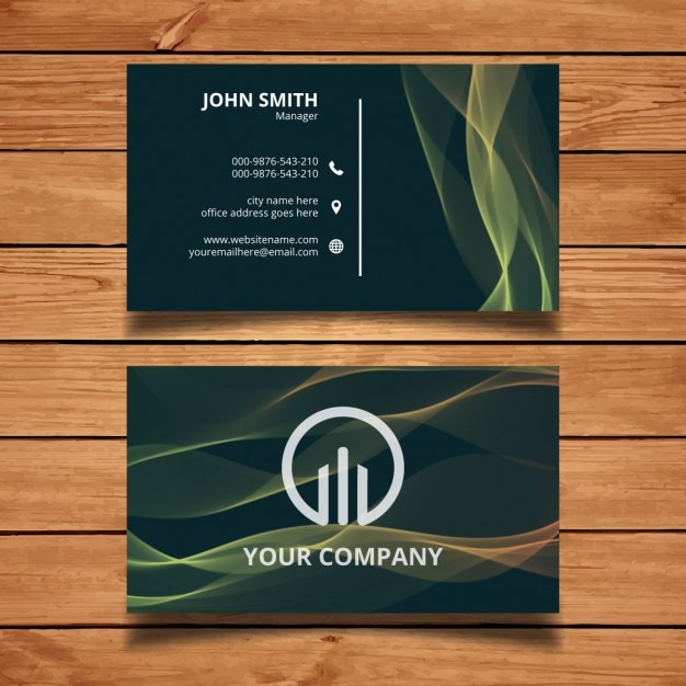 Green wavy business card template