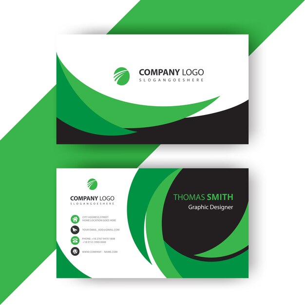 green wavy business card