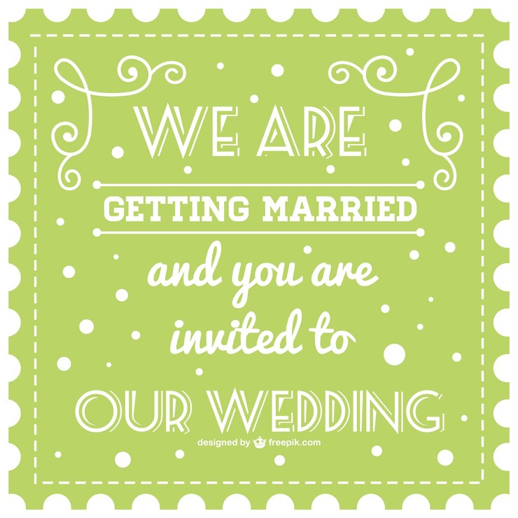 Free Vector green wedding card with white dots