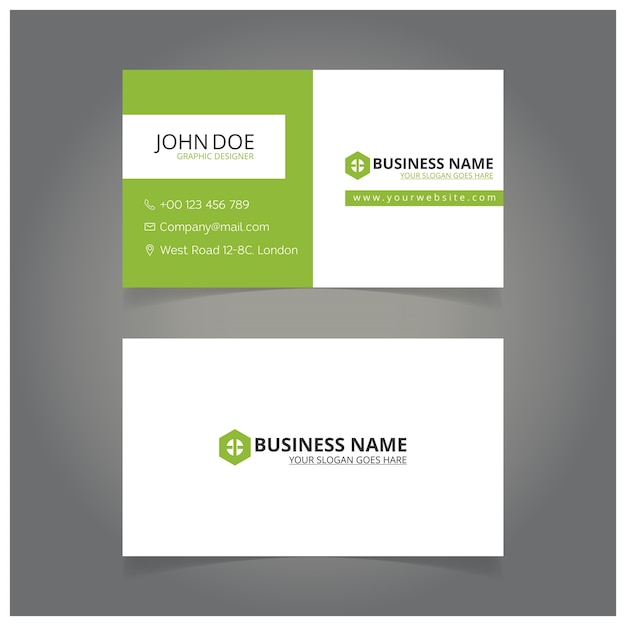 Free vector green and white business card