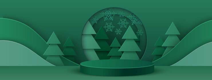 Free Vector green winter abstract landscape with podium