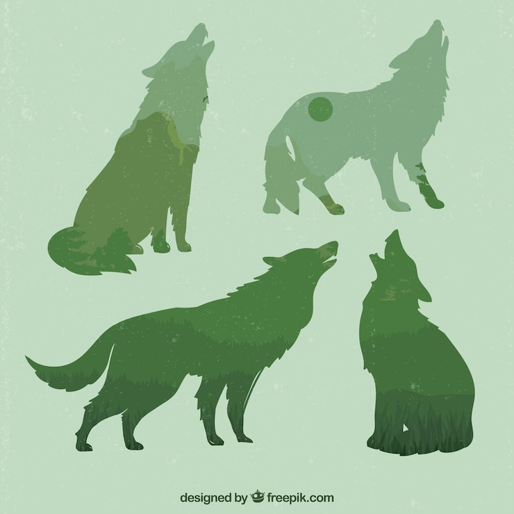무료 Vector 녹색 woves 실루엣