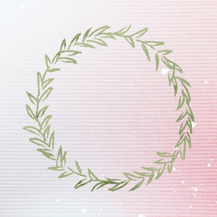 Free Vector green wreath on pink background vector