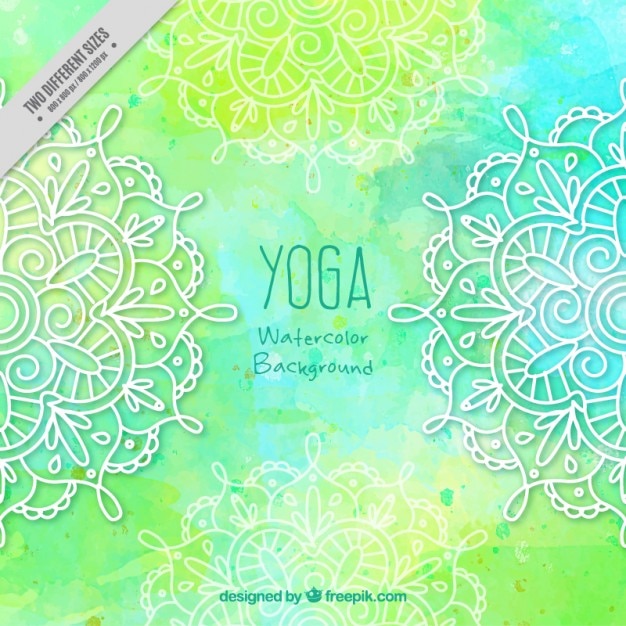 Free Vector green yoga background with ornamental mandalas