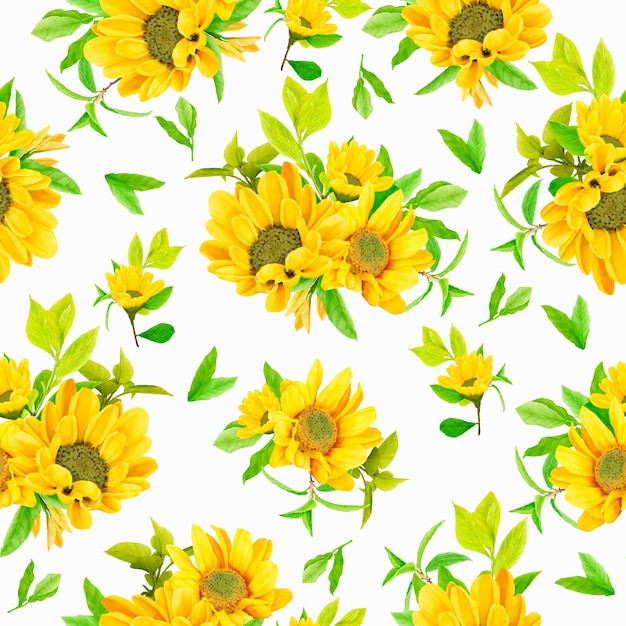 Бесплатное векторное изображение Зеленый акварельный цветочный бесшовный рисунок