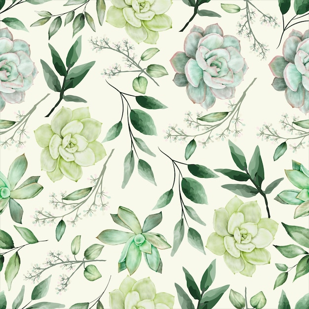 Free vector greenery watercolor floral seamless pattern design