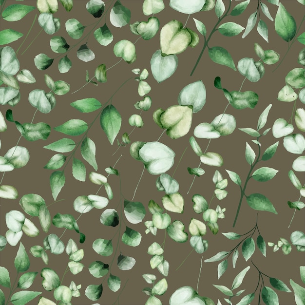 緑の水彩花のシームレスなパターンデザイン