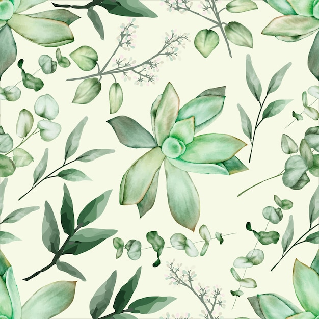 Free vector greenery watercolor floral seamless pattern design