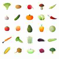 Free vector greengrocery ripe fruits set