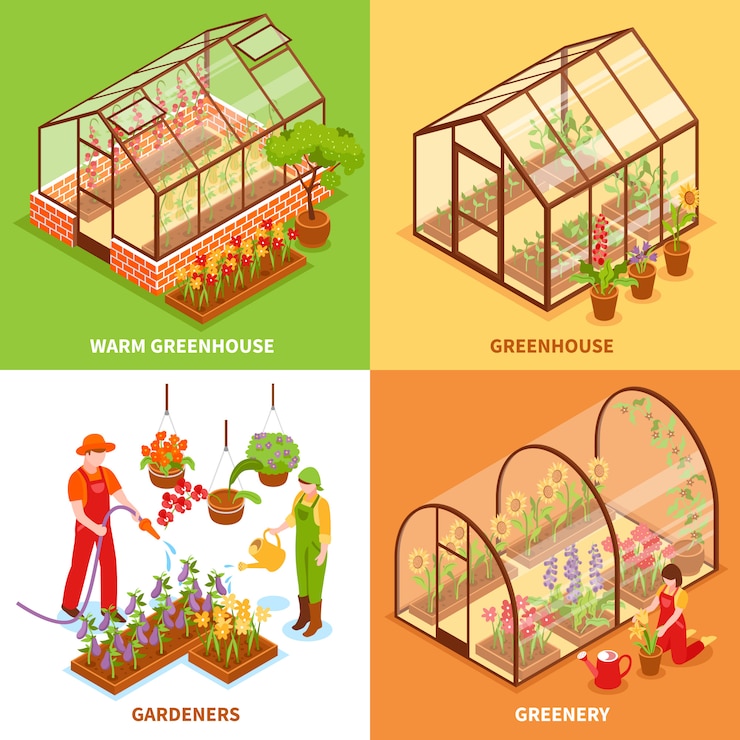 Free Vector greenhouse design concept set