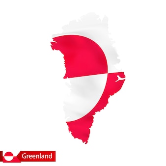 국가의 깃발을 흔들며 그린란드 지도