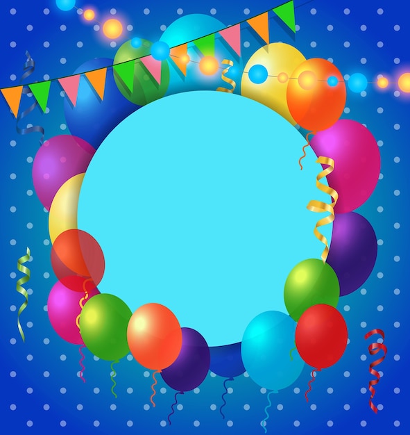 Greeting Card and Balloons on Dot Pattern