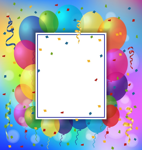 Free vector greeting card, balloons and frame