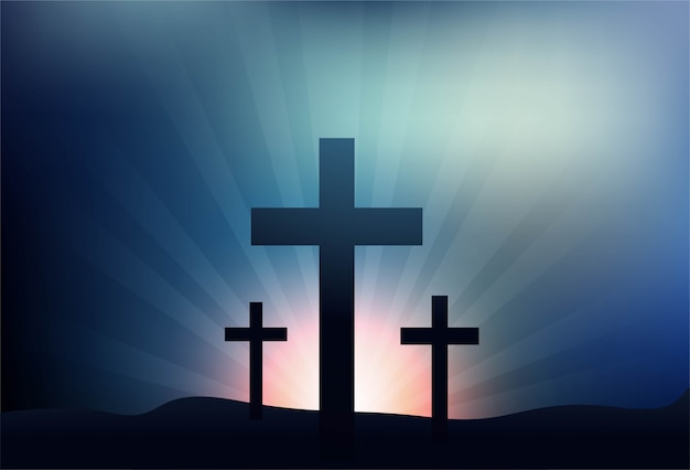 Free vector greeting card for good friday with three crosses background