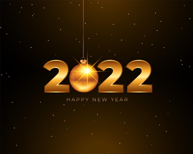 Greeting card for happy new year 2022 with christmas ball decoration