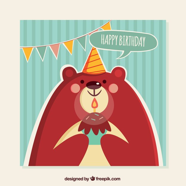 Поздравительная открытка с милый медведь на день рождения