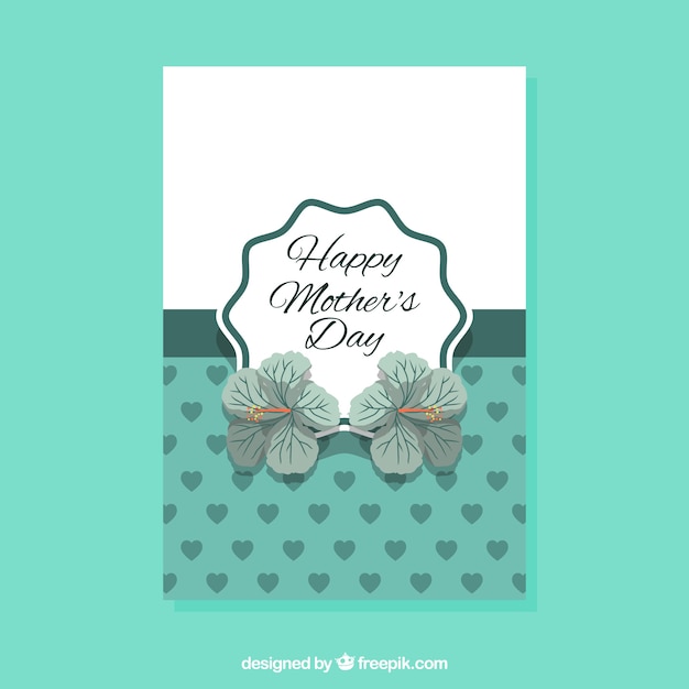 Free vector greeting card with flowers and hearts for mother's day