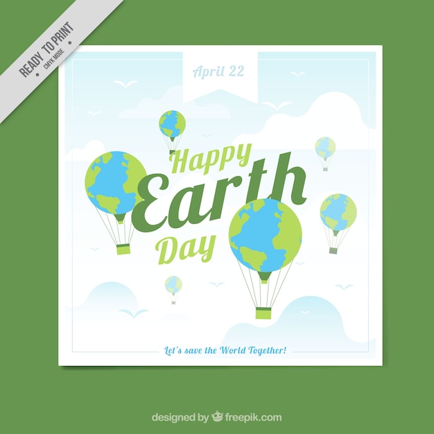 Greeting card with hot air balloons for mother earth day