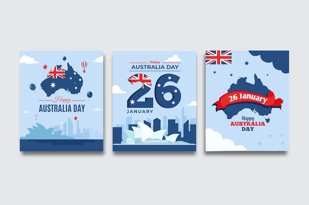 Vettore gratuito biglietti di auguri evento australia day