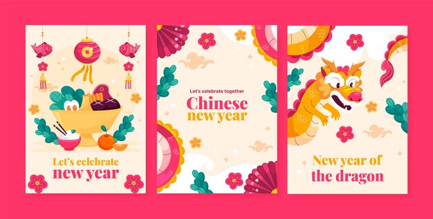 Greeting cards collection for chinese new year festival celebration