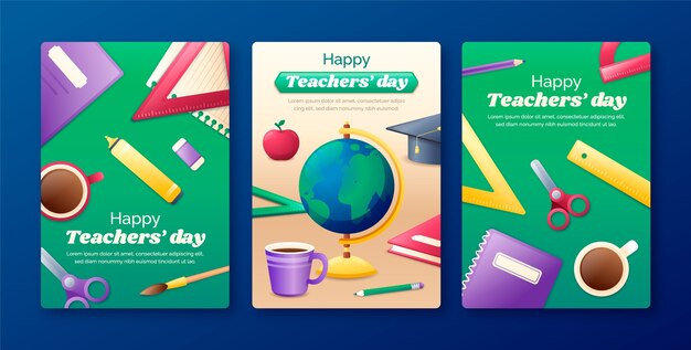 無料ベクター 世界教師の日のグリーティング カード コレクション