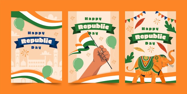 Greeting cards collection for indian republic day national holiday