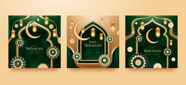 Greeting cards collection for islamic new year celebration