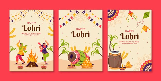 Greeting cards collection for lohri festival celebration