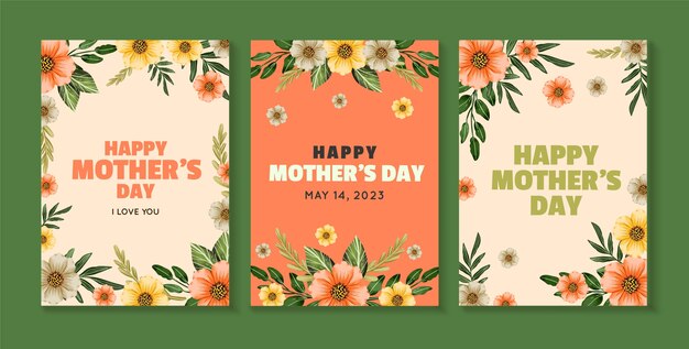 Free vector greeting cards collection for mother's day celebration