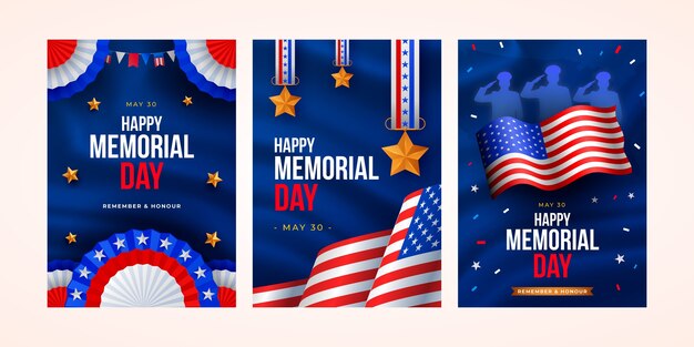 Free vector greeting cards collection for us memorial day celebration